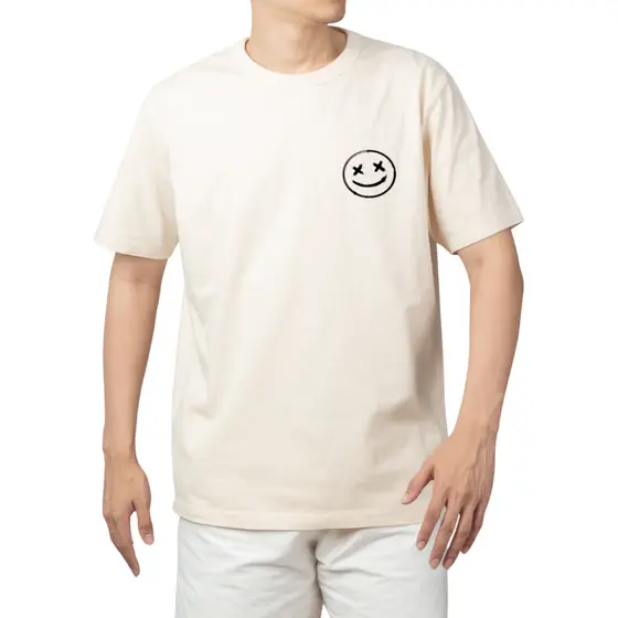 Camiseta Masculina Basica Streetwear Bege Estampada Moderna
