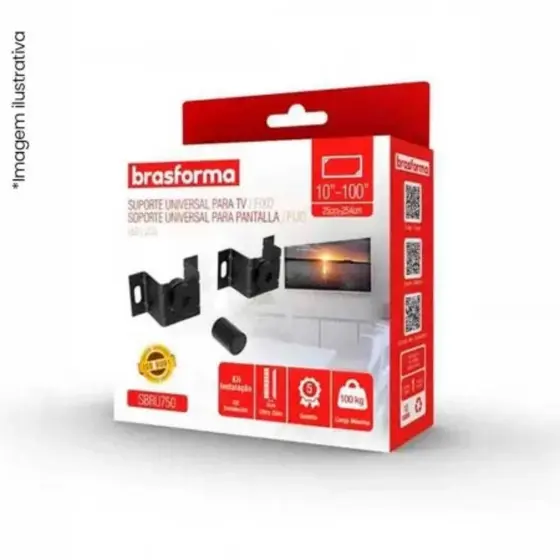 Suporte TV Fixo Universal Brasforma SBRU750 Smart TV 10 a 71 Polegadas Até 40kg