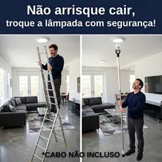 Adaptador Trocador de Lâmpada LED A19 E27 Troca Fácil Para Teto Alto