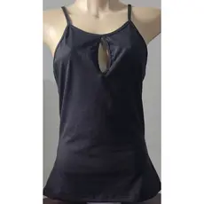 Blusinha regata preta de alcinha com gota feminina em meia-malha. Tamanos P, M, G e GG