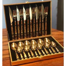 Jogo De Talheres Com Maleta Conjunto Faqueiros Kit de Talheres Com 24 Peças em Aço Inox Promoção