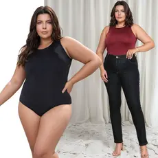 Body Bore Boddy Plus Size Regata Suplex Elegante Social Segunda Pele Com Fecho em Tic Tac