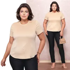 Blusa Canelada Plus Size Manga Curta Camisa Social Básica Dia Dia Para Trabalhar Veste Até 50