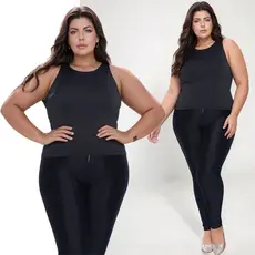 Regata Social Blusa Plus Size Em Liganet Básica Tecido Confortável Dia Dia Verão