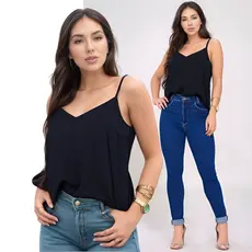 Blusa Social De Alça Regata Camiseta Femina Elegante Slim Para O Verão Em Duna