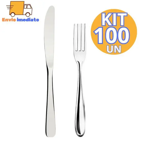 Jogo de Talher 200 Peças em INOX 100 FACAS E 100 GARFOS Restaurante Bar Buffet