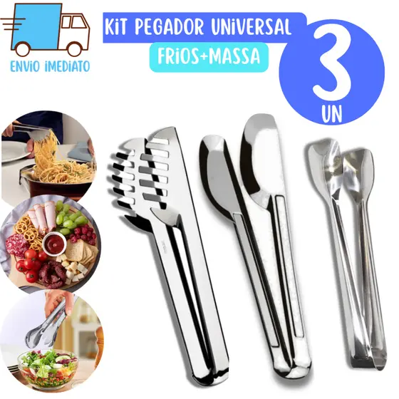 Kit 3 Pegador Universal Pegador de Massas e Pegador de Frios Em Aço Inox Para Cozinha e Restaurantes