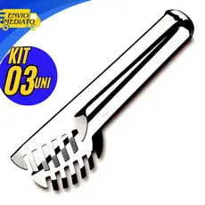 Kit Pegador 3 De Inox Brilhante Para Massa Com 20cm 100% Aço Inox Para Cozinha Restaurante Buffet