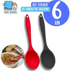 Kit 06 Peças Colher de Arroz de Silicone Grande Reforçada Proteja suas Panelas