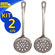 Kit 2 Escumadeira Inox Multiuso Para Cozinha Arroz Fritura Batata Frita Para Uso Em Restaurante Lanchonete Buffet