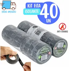 Kit 40 Fitas isolante Antichama Preta para Eletricista uso Geral Domestico e Industrial - 5m