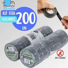 Kit 200 Fitas isolante Antichama Preta para Eletricista uso Geral Domestico e Industrial 5 metros