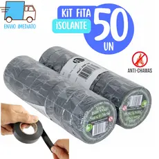 Kit 50/30 ou 20 Fitas isolante Antichama Preta para Eletricista uso Geral Domestico e Industrial -5m
