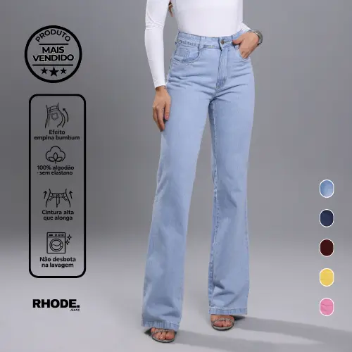 Calça Jeans Feminina Wide Leg Jeans Feminina Cintura Alta