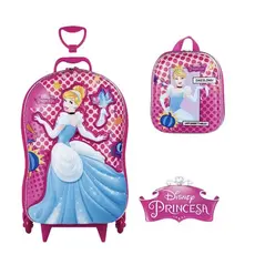 Kit Mochila e Lancheira 3d Diplomata Princesas Cinderela