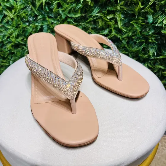 Tamanco Salto 7 Cm Nude Rosado Numeração Especial do 40 Ao 42 Maria Isabel
