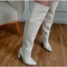 Bota Feminina Cano Longo Branco Off Vizzano 3105103