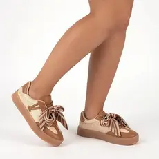 Sapato Casual Feminino Camel Vizzano 1444105 laço removível.