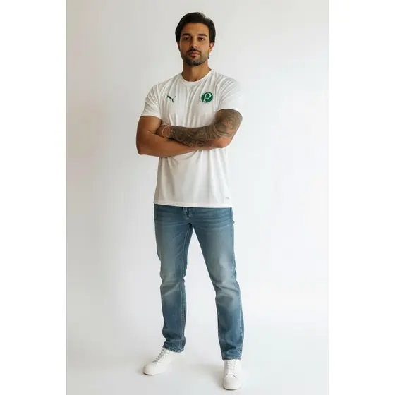 Camiseta Esportiva Palmeiras Dry Fit Branco/ Verde