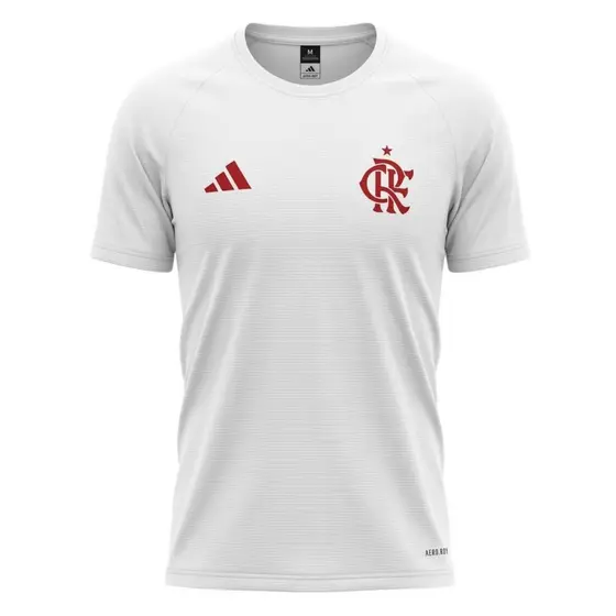 Camiseta Masculina Esportiva Flamengo Dry Fit Branco/ Vermelho