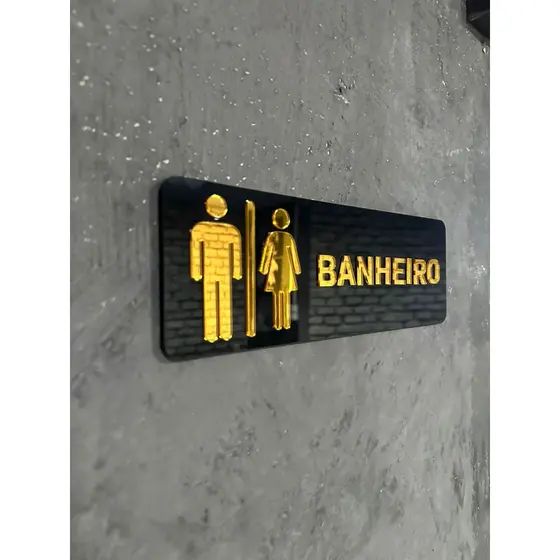 Placa Banheiro Acrílico Espelhado 2mm | Placa Sinalização