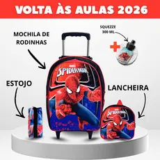 Kit Mochila Lancheira Infantil de Rodinhas Aranha