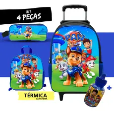 Kit Mochila Escolar Patrulha Canina + Lancheira Térmica + Estojo