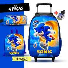 Kit Mochila Escolar Sonic + Lancheira Térmica + Estojo