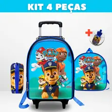 Kit Mochila Escolar Patrulha Canina com Lancheira e Estojo - Rodinha - Menino - Masculino
