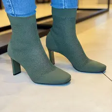 Bota Feminina Knit DY Fashion | Confortável, Respirável, Salto 8cm, Ajuste Perfeito