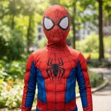 Fantasia Infantil Homem Aranha Com Enchimento Longa E Mascara De Pano Presente Criança Festa Festa Aniversario Criança