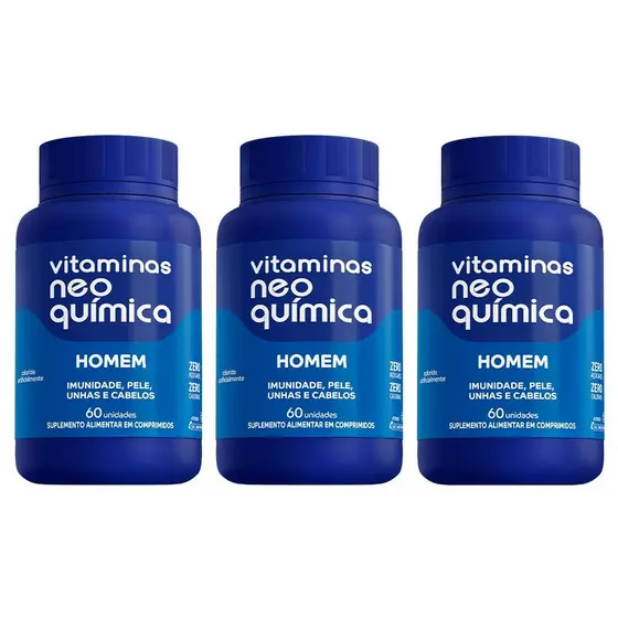Kit c/3 Vitamina Neo Química Homem - 60 Cpr