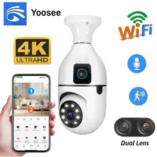 Câmera Dupla-lentes 8MP 4K Wifi Lâmpada Segurança – Visão Panorâmica 360° HD para Interior e Exterior YOOSEE