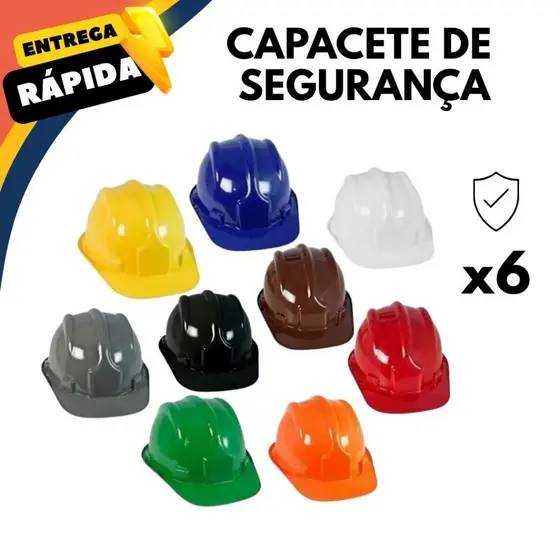 Kit Capacete de Segurança Tipo Aba Frontal para Proteção Individual Em Obra EPI Com Carneira