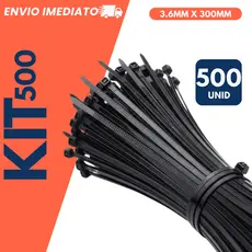 Kit 500 Abraçadeiras Fita Hellermann Cinta Plástica Fivela 3,6mm x 300mm Resistente Multiuso