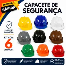 Kit 6 Capacete com Carneira Trabalho EPI Cores Obra Proteção Segurança Qualidade