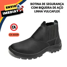 Botina de Elastico Bota Segurança Vulcaflex Marluvas Confortável Resistente Pedreiro Obra Repositor Bico Aço