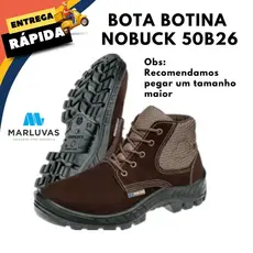 Bota Botina Butina Nobuck 50b26 de Segurança Marluvas para Pedreiro Obra Construção Civil Profissionais Exigentes