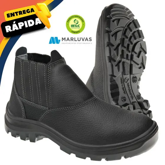 Bota Botina Elastico de Segurança Vulcaflex Marluvas para Pedreiro Obra 10VB48-BP Bico PVC CA 43377