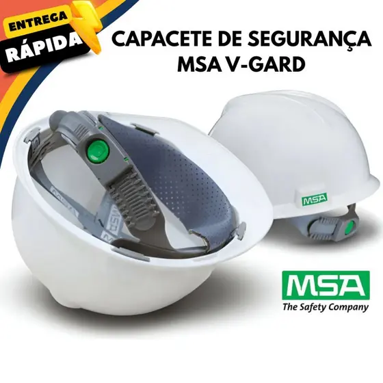 Capacete De Segurança Msa V-Gard Com Carneira E Jugular Push Key Aba Frontal Para Engenheiro Obra