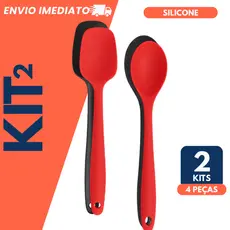 Kit 2 Colheres Espátula Silicone 27cm – Antiaderente| Multiuso |Bolo | Brigadeiro Massas