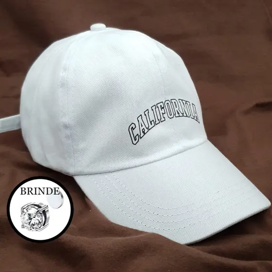 Boné California Retro Branco Basebol Ny New York Aba Curva Masculino e Feminino Regulagem Fitão