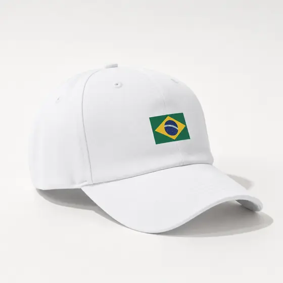 Boné Brasil Aba Curva Bandeira Estampado Copa do Mundo Seleção Brasileira Ajustável Boné Branco Bom
