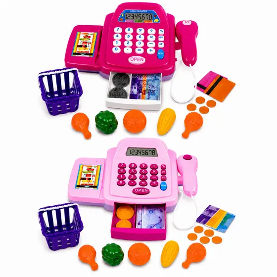 Caixa Registradora Brinquedo com Calculadora e Som Bipagem Acessórios Infantil