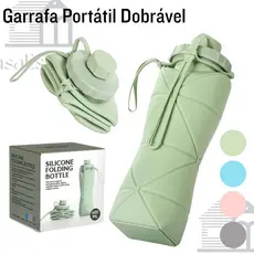 Garrafa de água dobrável de silicone de chaleira portátil esportes ao ar livre compressão viagem 600ML