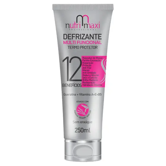 Finalizador Defrizante Termo Protetor Nutri Maxi 12 Benefícios Sem Enxágue Queratina Vitaminas 250ml