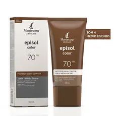 Protetor Solar Facial Episol Color Tom 4 Médio Escuro FPS70 40mL