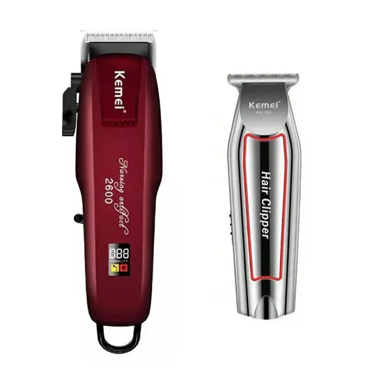 Kit KEMEI PG-2600 (Corte) + KM-032-P (Acabamento) Máquina de corte e acabamento Recarregável Sem FIO
