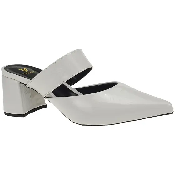 Mule Social Scarpin Feminino Salto Bloco Tamanco Bico Fino 0001