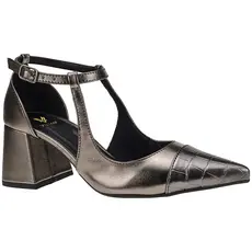 Sapato Scarpin Bico Fino Salto Quadrado Medio Tiras Fivela Croco 18300